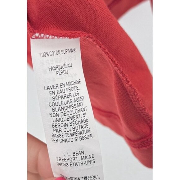 L.L.Bean Bright Red Open Front Pima Cotton Long Sleeve Cardigan Sz M Peru Preppy - Picture 6 of 8
